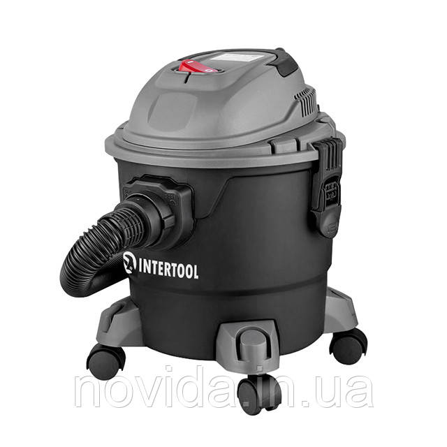 Пилосос будівельний 1.0 кВт, бак 15 л., пластик, >17 кПа INTERTOOL DT-1015