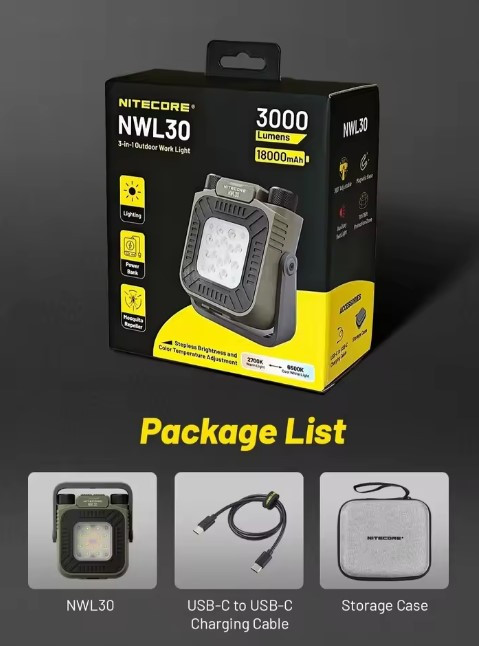 Антимоскітний ліхтар Nitecore NWL30 з Power Bank — універсальний для кемпінгу, риболовлі