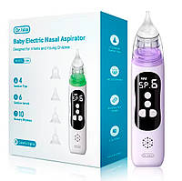 Аспіратор Назальний Електричний з 4 насадками, підсвіткою і мелодією для малюків Фіолетовий