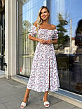 Жіноча літня сукня міді довжини зі шнурівкою по спині Тканина: софт принт Розмір: 42-44, 46-48, фото 2