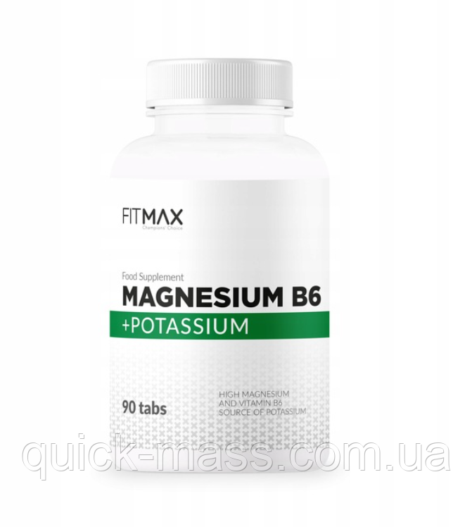 Комплекс Калій + Магній В6 FitMax Magnesium B6 + Potassium 90 tab, фото 1