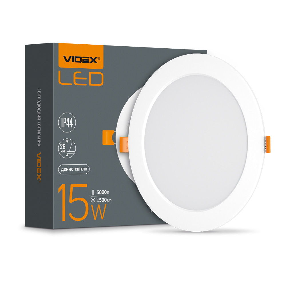 LED світильник VIDEX Back вбудований круглий 15W 5000K Білий (VL-DLBR-155)