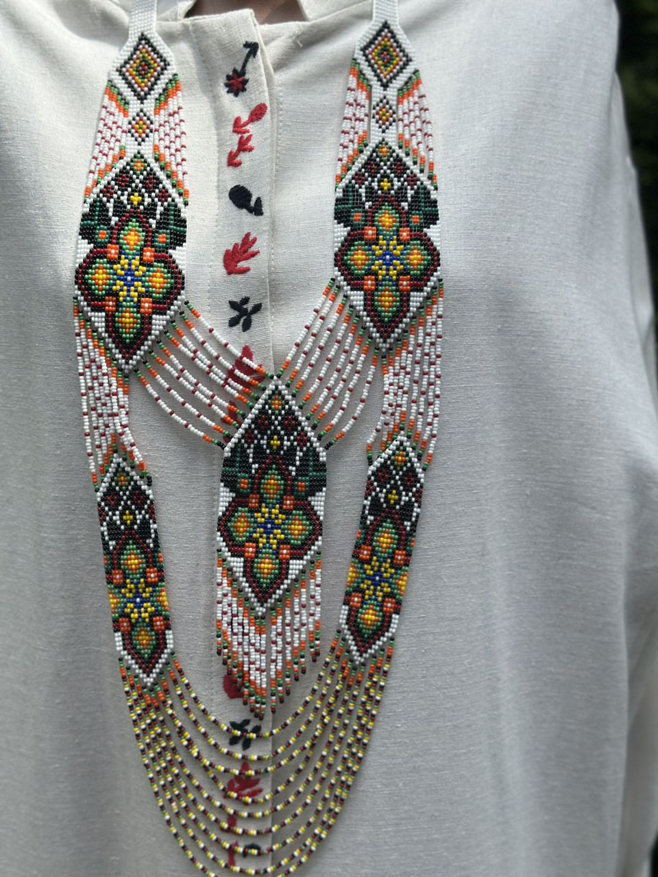 Гердан жіноча прикраса бісер різноколяровий український ручної роботи, фото 1