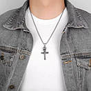 Чоловічий кулон підвіска з ланцюжком SKULL CROSS на шию з медичної сталі під срібло з Хрестом, фото 3