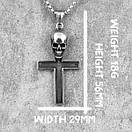Чоловічий кулон підвіска з ланцюжком SKULL CROSS на шию з медичної сталі під срібло з Хрестом, фото 7