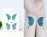 Наклейки перекладки для макіяжу на обличчя та тіло тимчасові тату глітерні Метелики, фото 2