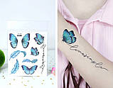 Наклейки перекладки для макіяжу на обличчя та тіло тимчасові тату глітерні Метелики, фото 3