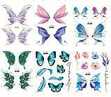 Наклейки перекладки для макіяжу на обличчя та тіло тимчасові тату глітерні Метелики, фото 5