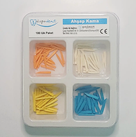 Клинці дерев'яні, 100шт/пак асорті (Dispodent)