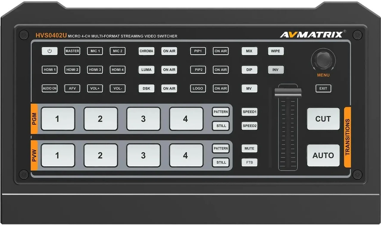 AVMATRIX HVS0402U Live Streaming Відео Switcher | Mikser wideo FullHD, 4-kanałowy, 4x HDMI, USB