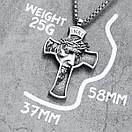 Чоловічий кулон підвіска з ланцюжком INRI на шию з медичної сталі під срібло з Хрестом, фото 6