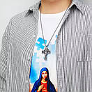 Чоловічий кулон підвіска з ланцюжком INRI на шию з медичної сталі під срібло з Хрестом, фото 5