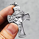 Чоловічий кулон підвіска з ланцюжком INRI на шию з медичної сталі під срібло з Хрестом, фото 3