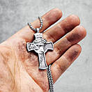 Чоловічий кулон підвіска з ланцюжком INRI на шию з медичної сталі під срібло з Хрестом, фото 2