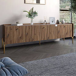 Тумба під телевізор на 3 шухляди LION Wood з золотими ніжками 160х65х40 см Дуб Ліворно (LION-042993)