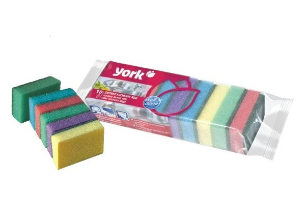Губка для посуду York 10шт Міді 8х5х2,5см 030010, фото 1