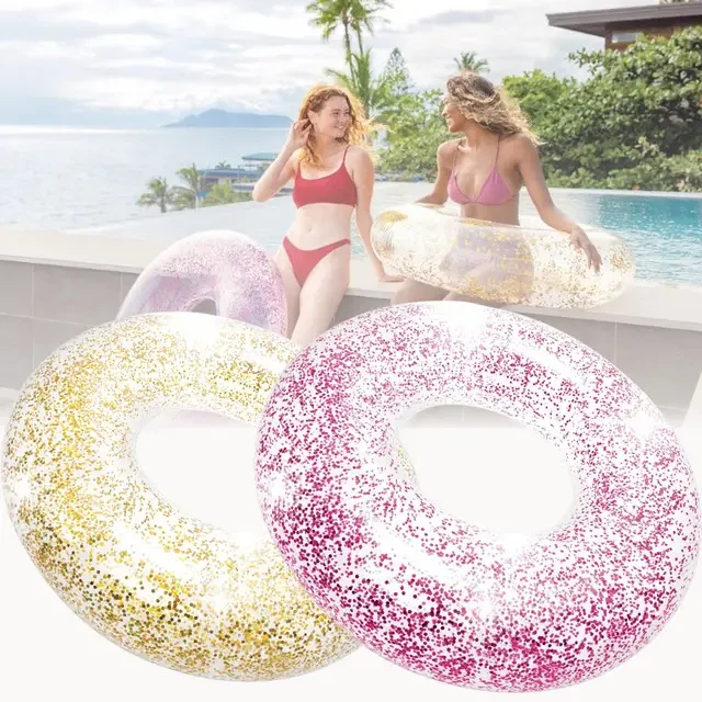 Круг надувний прозорий із блискітками 80 см, Надувний круг із блисками 80 см Дорослий