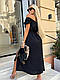 Жіноча легка літня приталена довга сукня креп-жатка сарафан з розрізом на нозі рукав ліхтарик, фото 3