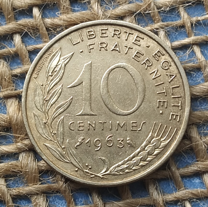 10 сантимiв 1963 року францiя