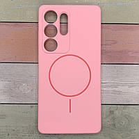 Чехол для Samsung Galaxy S25 Ultra (S928) микрофибра, противоударный.MagFit. Silicone Cover. Розовый матовый