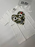 Чорна футболка Comme Des Garçons з червоним логотипом брендова футболка на літо