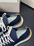 Кросівки чоловічі темно-сині натуральний текстиль і шкіра, фото 5
