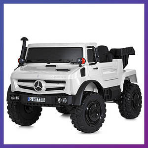 Дитячий електромобіль двомісний на акумуляторі Вантажівка Mercedes M 5837 з пультом для дітей 3-8 років Білий