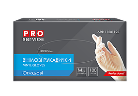 @/Перчатки вінілові нестерильні безбарвні 100шт/пач розмір M PRO SERVICE