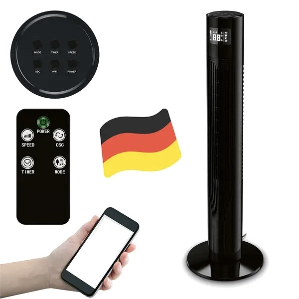 Колонний вентилятор Smart Home SilverCrest STVS 50 A1 Black з WiFi 100 см, 50 Вт, Німеччина