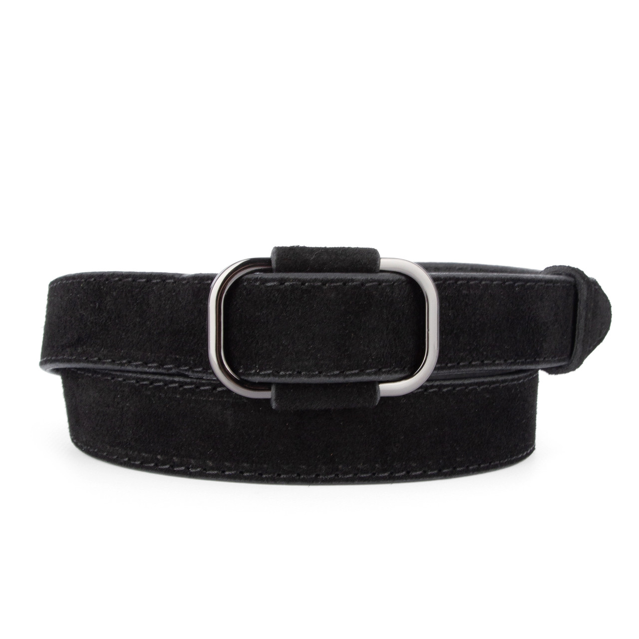 Ремінь жіночий замшевий JK-2548 чорний з темною пряжкою (100 см), фото 1