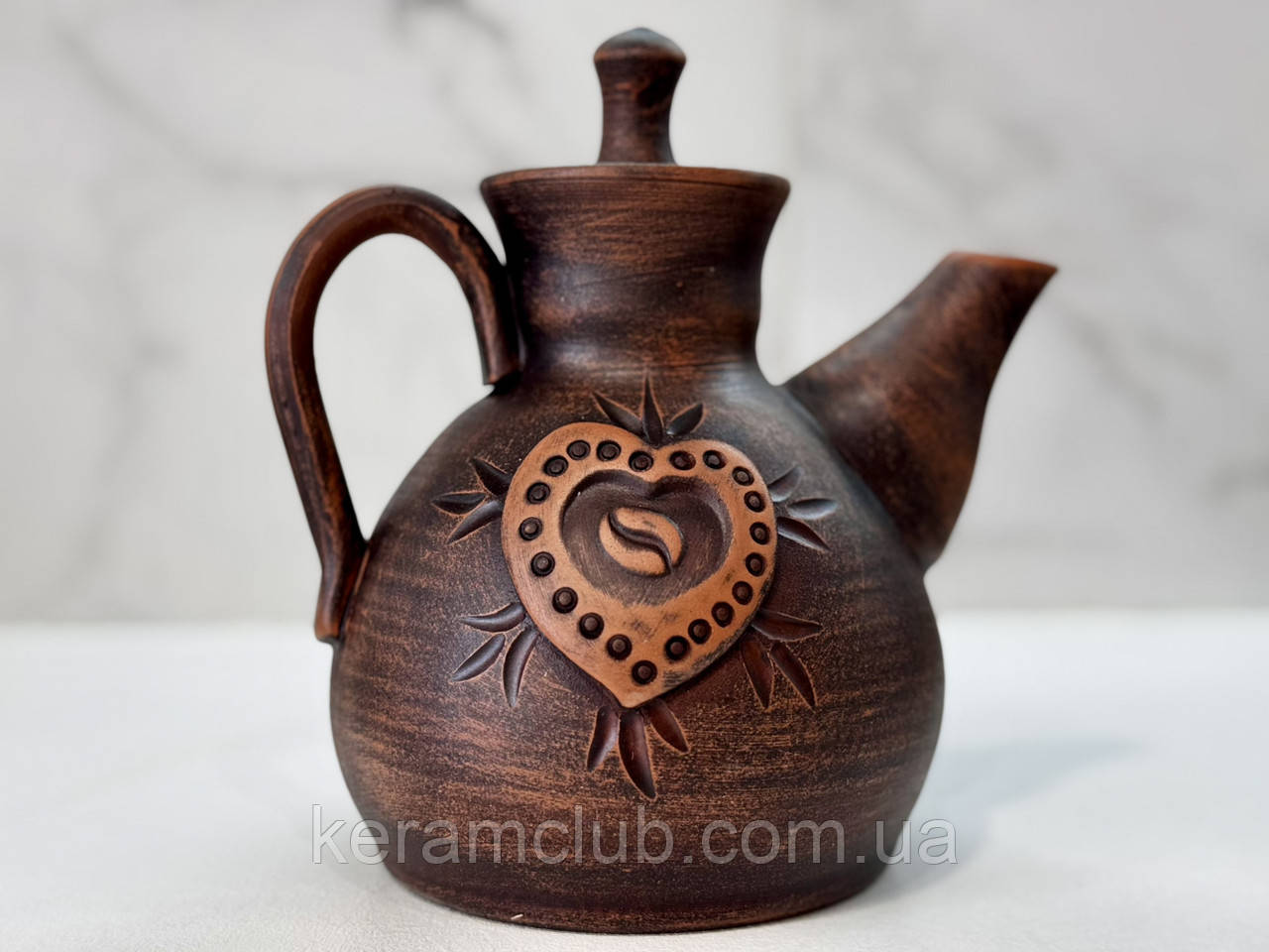 Кофейник 750 мл “Кава у серці” гончарний