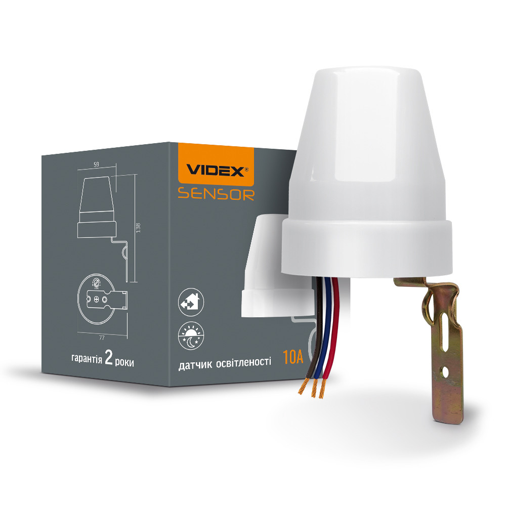 Датчик освітленості VIDEX 10A 220V фотометричний Білий (VL-SN02)