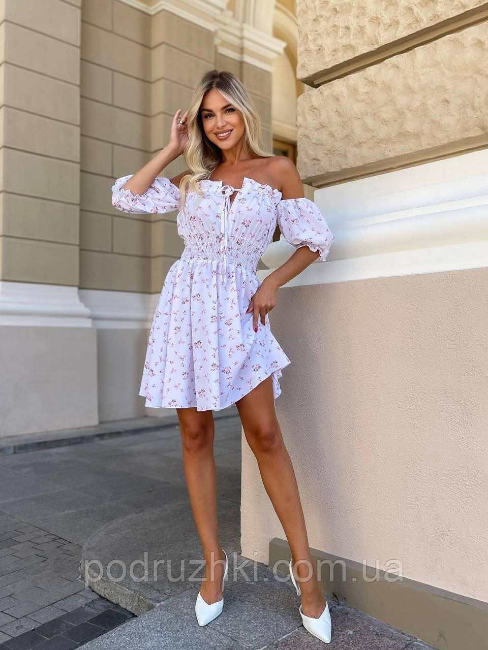 Легка літня сукня спідниця сонце, рукава ліхтарик Тканина: софт принт Розмір: 42-44, 46-48, фото 1