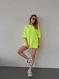 Неонова жіноча футболка оверсайз із двонитки салатовий неон, фото 5