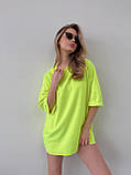 Неонова жіноча футболка оверсайз із двонитки салатовий неон, фото 7