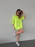 Неонова жіноча футболка оверсайз із двонитки салатовий неон, фото 9