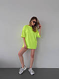 Неонова жіноча футболка оверсайз із двонитки салатовий неон, фото 8