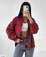 Блузка-сорочка жіноча красива стильна модна повсякденна для прогулянок чорно-червона карта розміри 42-48