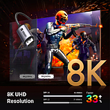 Кабель Ugreen 2м Type-C - DisplayPort 8K@60Hz 4K@240Hz 32.4 Гбіт/с Конвертер USB-C (Thunderbolt 4/3) до DP 1.4 Чорний, фото 6