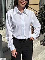 Блузка сорочка жіноча класична ділова строга з довгим рукавом на ґудзиках розміри 42-46 арт 488
