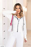 Кофта спортивна жіноча модна молодіжна коротка на змійці з капюшоном двонитка арт 114