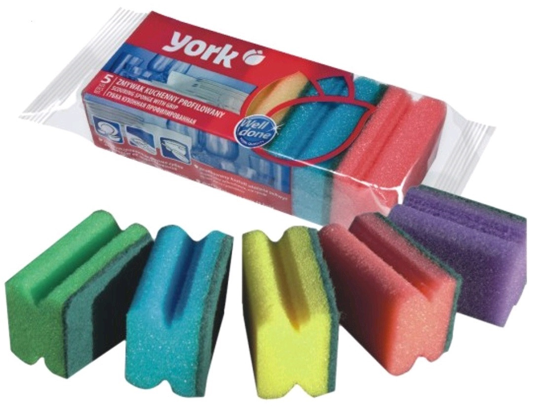 Губка для посуду York 5 шт профільована 8х6х4,3см 031020, фото 1