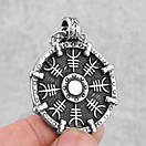 Чоловічий кулон підвіска з ланцюжком NORMAND SHIELD на шию з медичної сталі під срібло з Шоломом жаху, фото 5