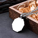 Чоловічий кулон підвіска з ланцюжком NORMAND SHIELD на шию з медичної сталі під срібло з Шоломом жаху, фото 4