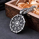 Чоловічий кулон підвіска з ланцюжком NORMAND SHIELD на шию з медичної сталі під срібло з Шоломом жаху, фото 3