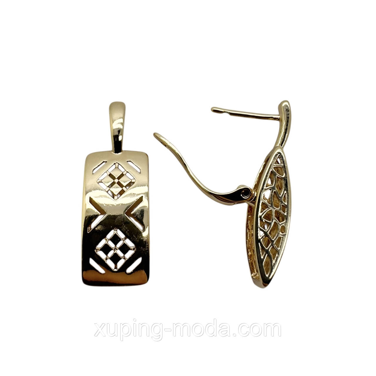 Сережки ксюпінг. 25х8 мм. 18 к, фото 1