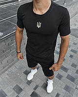 Чорна футболка чоловіча з лого S M XL XXL 3XL Футболка чолович "Тризуб" чорна