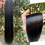Хвіст шиньйон на стрічках прямий довгий чорно - коричневий 85 см, фото 2