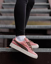 Жіночі кросівки Puma Suede XL Pink Brown Кеди Пума Суід рожеві натуральна замша демісезон, фото 6