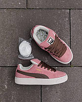 Жіночі кросівки Puma Suede XL Pink Brown Кеди Пума Суід рожеві натуральна замша демісезон, фото 4